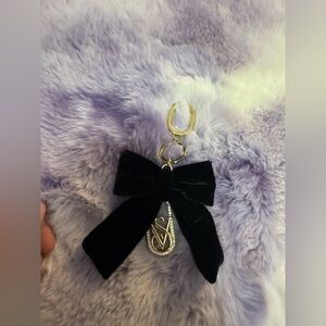 Victoria's Secret Black Bow Keychain with Gold Accent